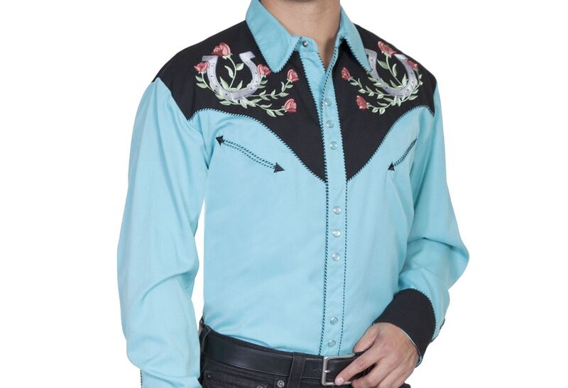 Scully Horseshoe and Roses Western Shirt